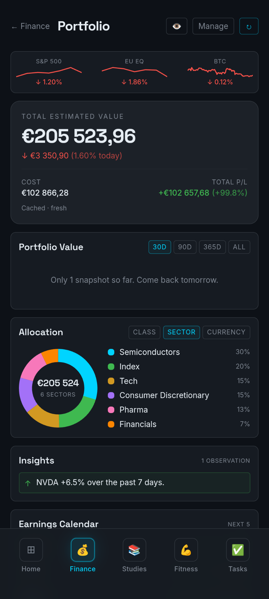 Nexus portfolio screen